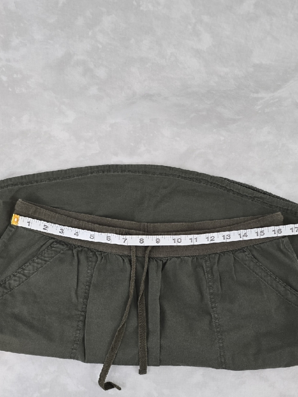 Everyday Olive Drawstring Mini Skirt with Pockets - Picture 5 of 6